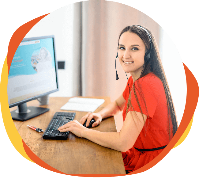 woman smiles with headset